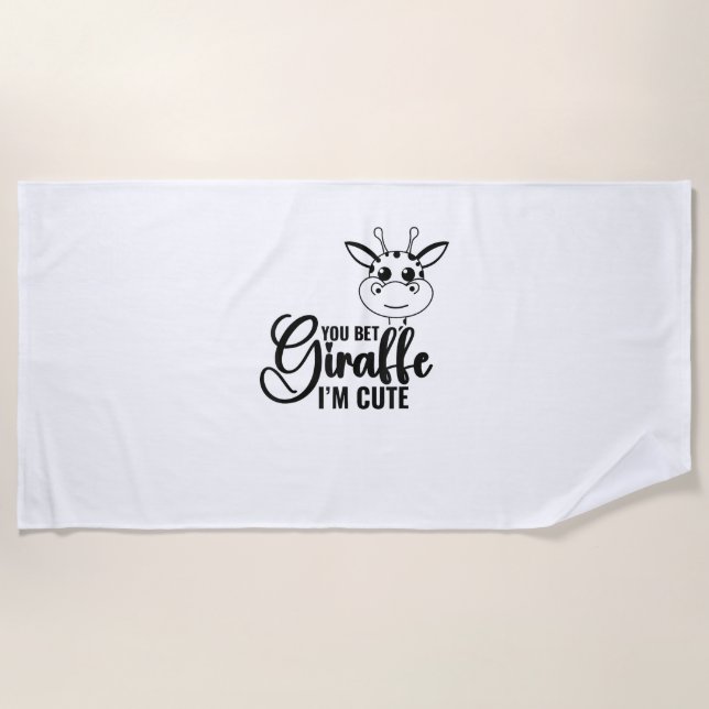 Sie wetten Giraffe Ich bin Niedlich, Funny Baby, B Strandtuch (Vorderseite)