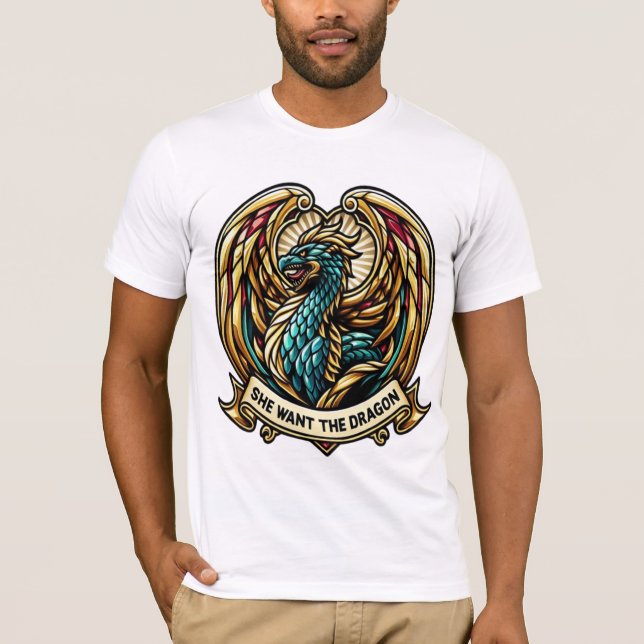Sie will das Dragon Stain Glass Design T-Shirt (Vorderseite)