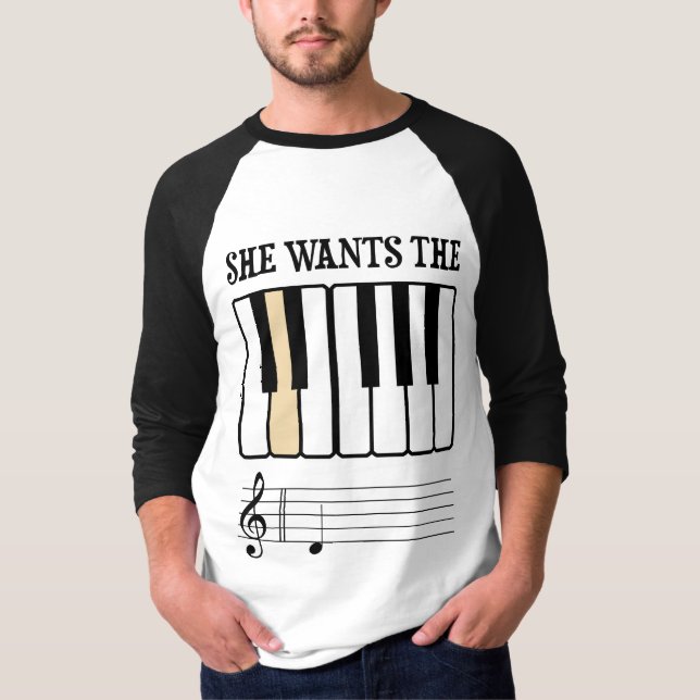 Sie will die d-Klavier-Musik T-Shirt (Vorderseite)