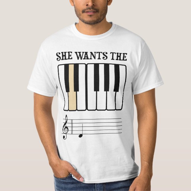 Sie will die d-Klavier-Musik T-Shirt (Vorderseite)