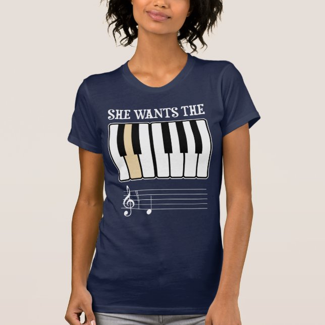 Sie will die d-Klavier-Musik T-Shirt (Vorderseite)