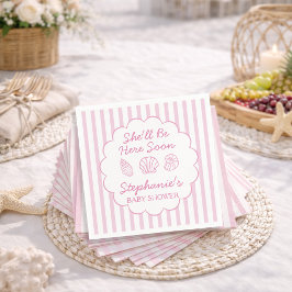 Sie wird bald hier sein Rosa Meeresmuscheln Baby S Serviette