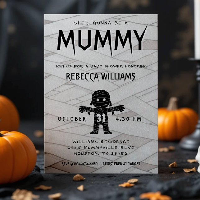 Sie wird eine Mama-Halloween-Kinderdusche. Einladung (She's Gonna Be a Mummy Halloween Baby Shower Invitation)