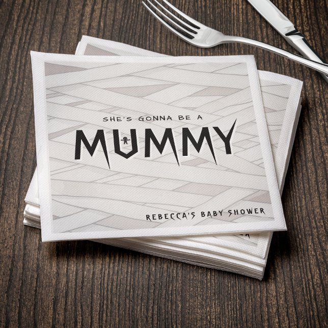 Sie wird eine Mama-Halloween-Kinderdusche. Serviette (She's Gonna Be a Mummy Halloween Baby Shower Napkins)