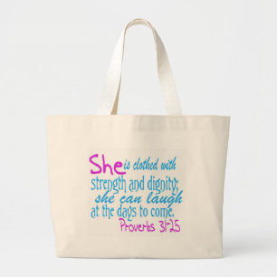 Sie wird mit Stärke und Würde gekleidet Jumbo Stoffbeutel