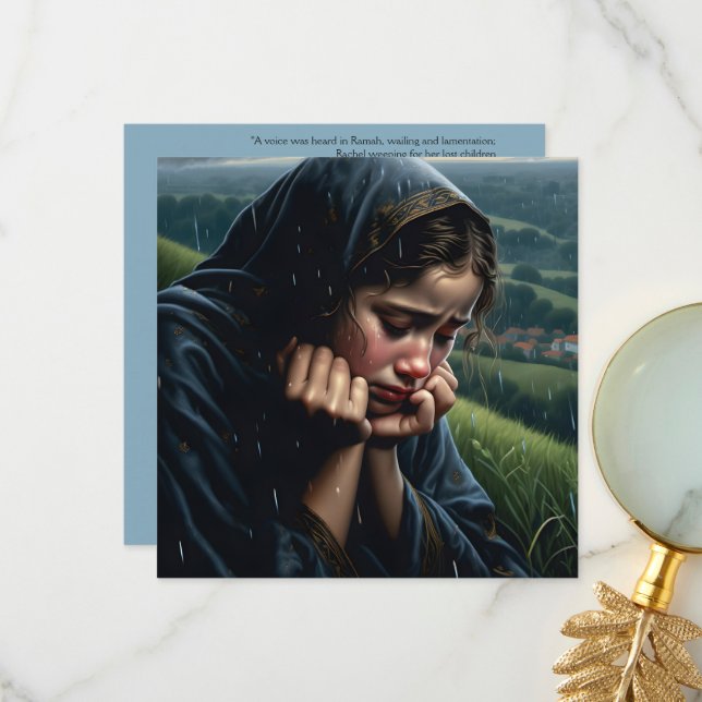 "Sie wird sich nicht trösten" Sympathiekarte Dankeskarte (Vorderseite/Rückseite Beispiel)