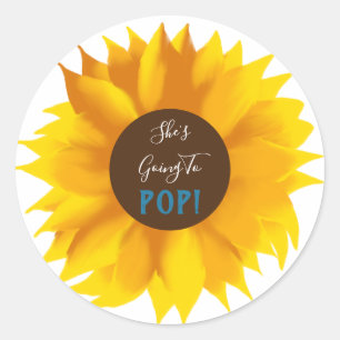 Sie wird Sonnenblumenaufkleber zum Pop bringen Runder Aufkleber