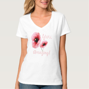 Sie Wundervolle Rote Blumige Damen- T-Shirt