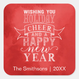 Sie wünschen sich mehr Urlaub | Roter Wasserfarben Quadratischer Aufkleber