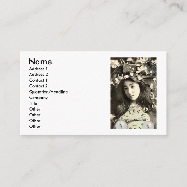 Sie wünschte, sie hätte Zeit Hinweiskarte (Vorderseite)