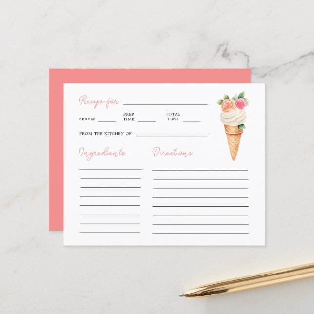 Sie wurde mit einer Brautparty-Rezept-Karte ausgez (Vorderseite/Rückseite Beispiel)