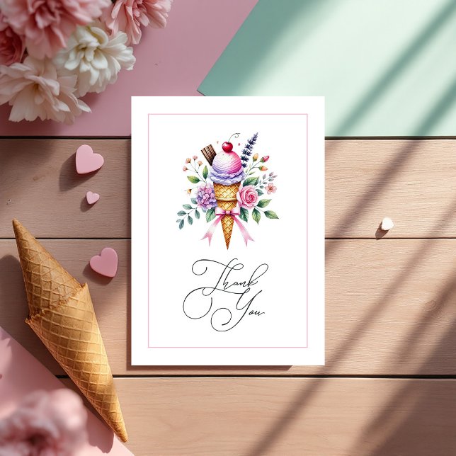 Sie wurde mit Eiscreme-Brautparty vergossen Dankeskarte (She's Been Scooped Up Ice Cream Bridal Shower Thank You Card)