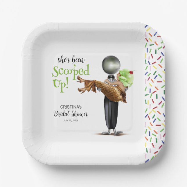 Sie wurde Schokoladeneis aufgezogen Pappteller (Vorderseite)