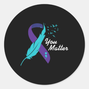 Sie zählen Ribbon Suicide Awareness Mental Health Runder Aufkleber