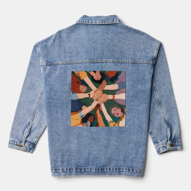 Siebdruckposter auf Denim Jacket Jeansjacke (Rückseite)