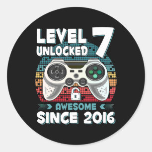 Sieben 7 Jahre BDay Son Boy Fun Gamer 7. 7. Runder Aufkleber