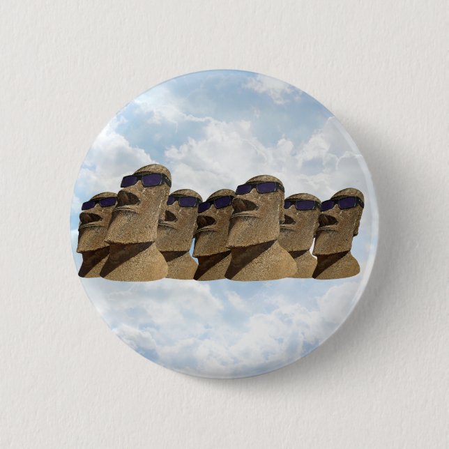 Sieben angesagtes Moai - runder Knopf Button (Vorderseite)