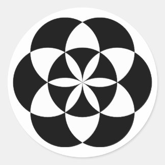 Sieben Blume, BW Runder Aufkleber
