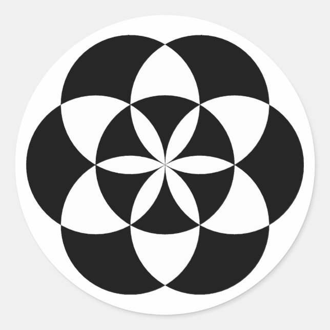 Sieben Blume, BW Runder Aufkleber (Vorderseite)