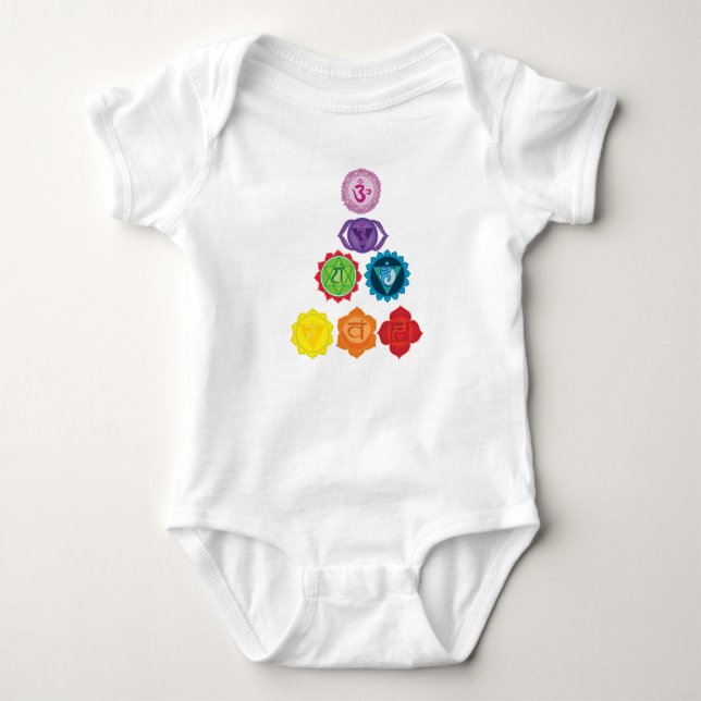 Sieben Chakra Yoga-Baby-Jersey-Bodysuit Baby Strampler (Vorderseite)