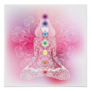 Sieben Chakras rosa Dame Poster