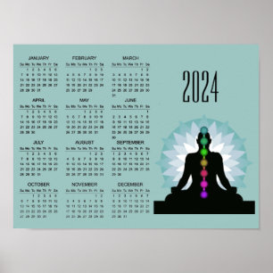 Sieben Chakras Yoga Design 2024 Kalender Poster