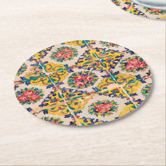 Sieben-Farbeperserfliese Runder Pappuntersetzer