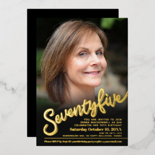 Sieben fünf, 75. Geburtstag zollfreies Foto, schwa Folieneinladung