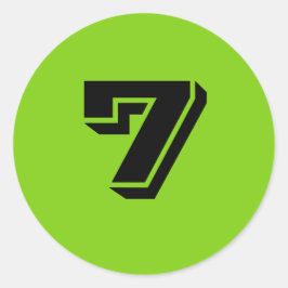 Sieben große runde Green Number Stickers von Janz