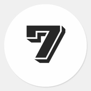 Sieben große runde White Number Stickers von Janz