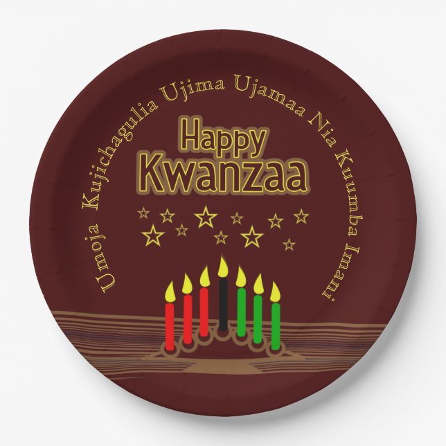 Sieben Grundsätze von Glück für Kwanzaa 9" Pappteller (Vorderseite)
