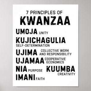 Sieben Grundsätze von Kwanzaa glücklich über Kwanz Poster