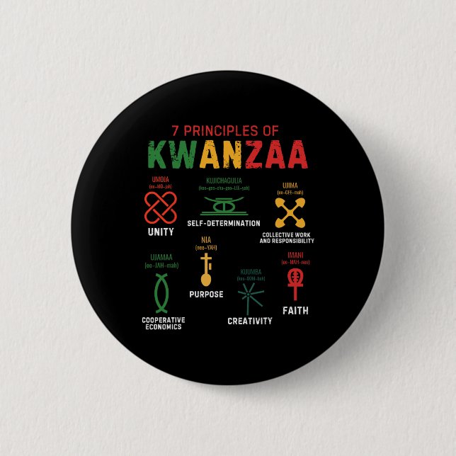 Sieben Grundsätze von Kwanzaa Happy Kwanzaa 3 Button (Vorderseite)