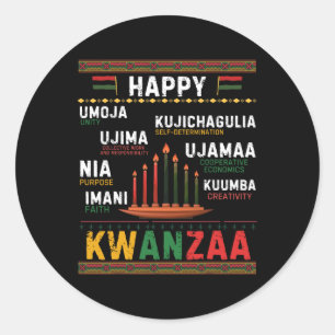 Sieben Grundsätze von Kwanzaa Happy Kwanzaa 6 Runder Aufkleber