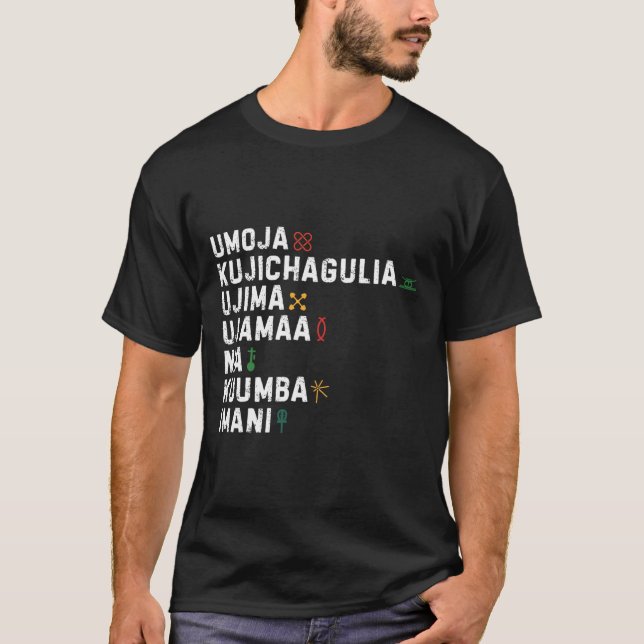 Sieben Grundsätze von Kwanzaa Happy Kwanzaa 8 T-Shirt (Vorderseite)