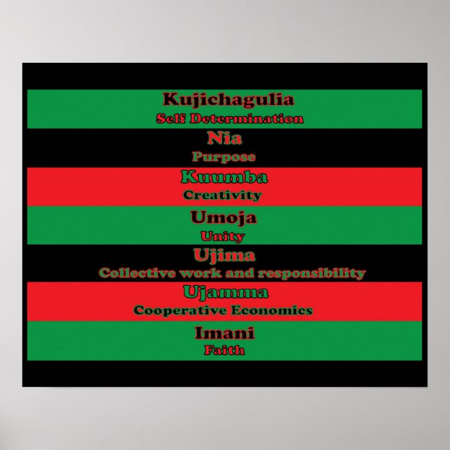 Sieben Grundsätze von Kwanzaa (horizontal) Poster (Vorne)