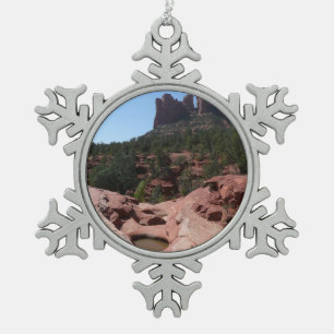 Sieben heilige Pools in Sedona Arizona Schneeflocken Zinn-Ornament