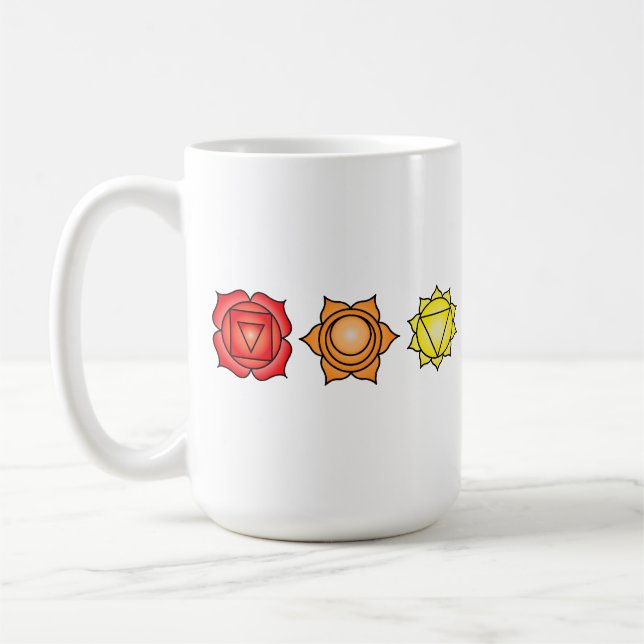 Sieben horizontale Chakras Kaffeetasse (Links)