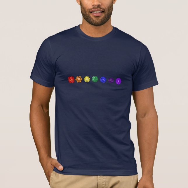 Sieben horizontale Chakras T-Shirt (Vorderseite)