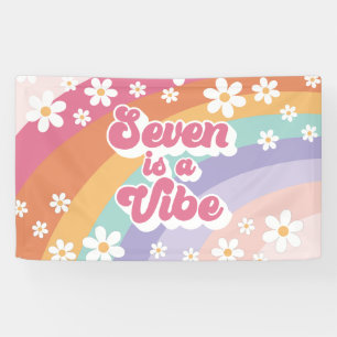 Sieben ist eine Stimmung Retro Regenbogen 7. Gebur Banner