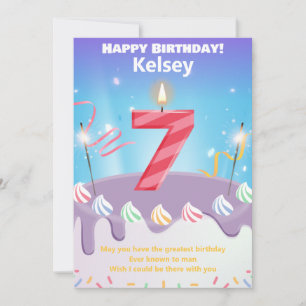 Sieben Jahre alt Happy Birthday Card personalisier
