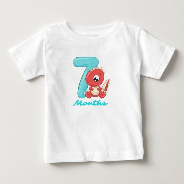 Sieben Monate niedlicher Dinosaurier Baby T - Shir T-shirt (Vorderseite)