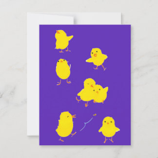 Sieben Niedliche Baby Chicks Postkarte (Lila)