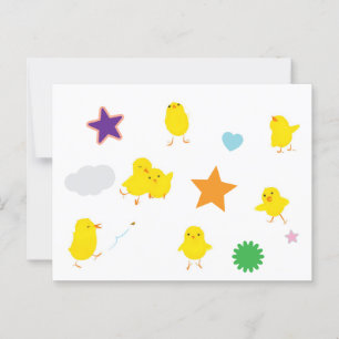 Sieben Niedliche Baby Chicks Postkarte (Sterne)