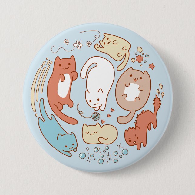 Sieben niedliches Kätzchen - nehmen Sie weg! Button (Vorderseite)