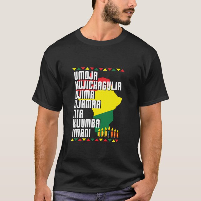 Sieben Prinzipien von Kwanzaa African Map Men Wome T-Shirt (Vorderseite)