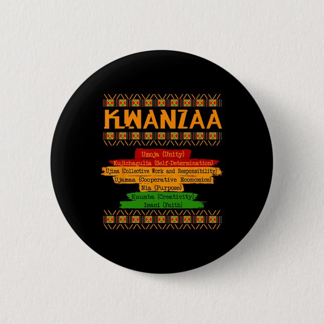 Sieben Prinzipien von Kwanzaa, einem stolzen Afroa Button (Vorderseite)