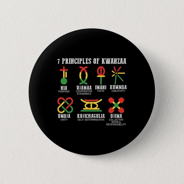 Sieben Prinzipien von Kwanzaa, einem stolzen Afroa Button (Vorderseite)