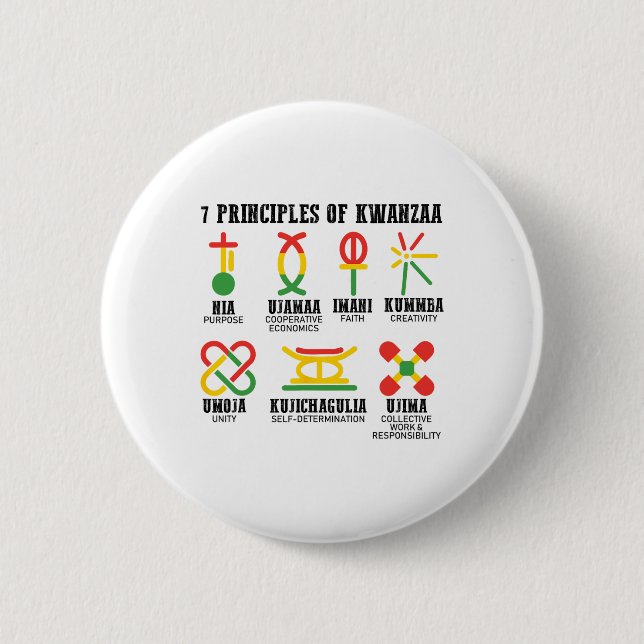 Sieben Prinzipien von Kwanzaa, einem stolzen Afroa Button (Vorderseite)