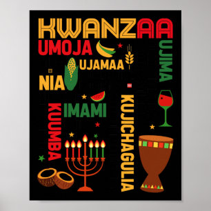 Sieben Prinzipien von Kwanzaa, einem stolzen Afroa Poster